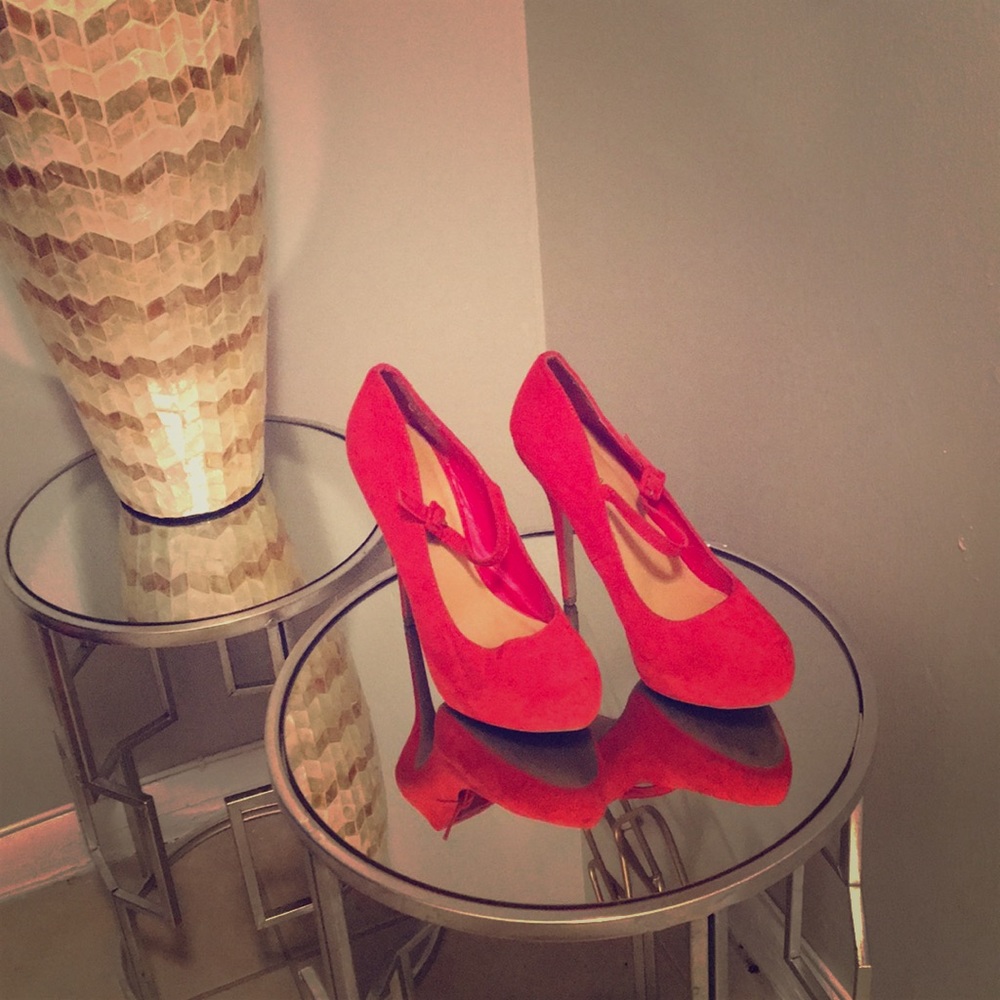 Orange Single Strap Heels